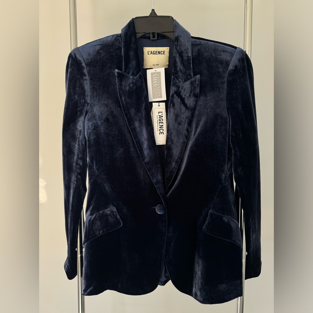 L'AGENCE Women's Navy Velvet Jacket
